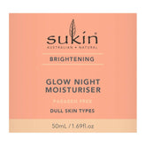 Sukin Glow Night Moisturiser packaging on a peach background